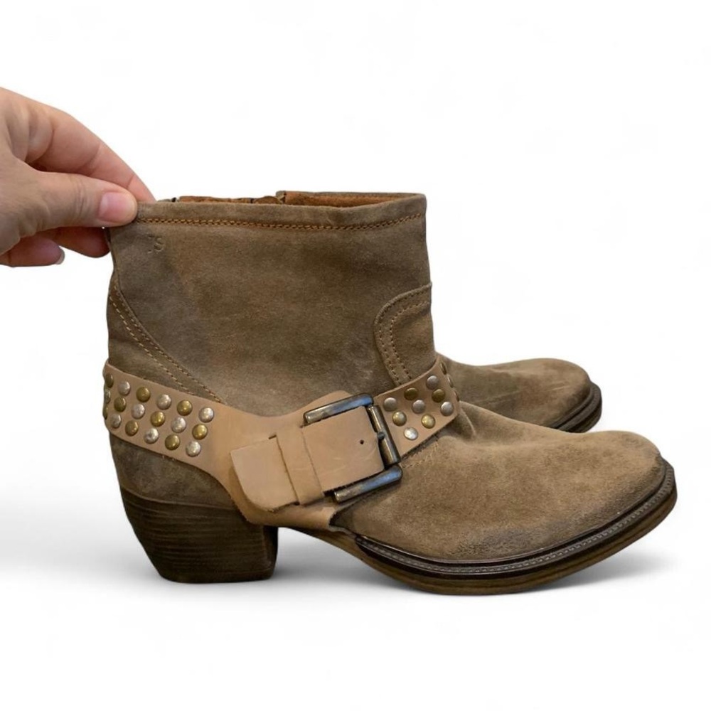 Josef Seibel Brown Ankle Boots with Studded Buckle